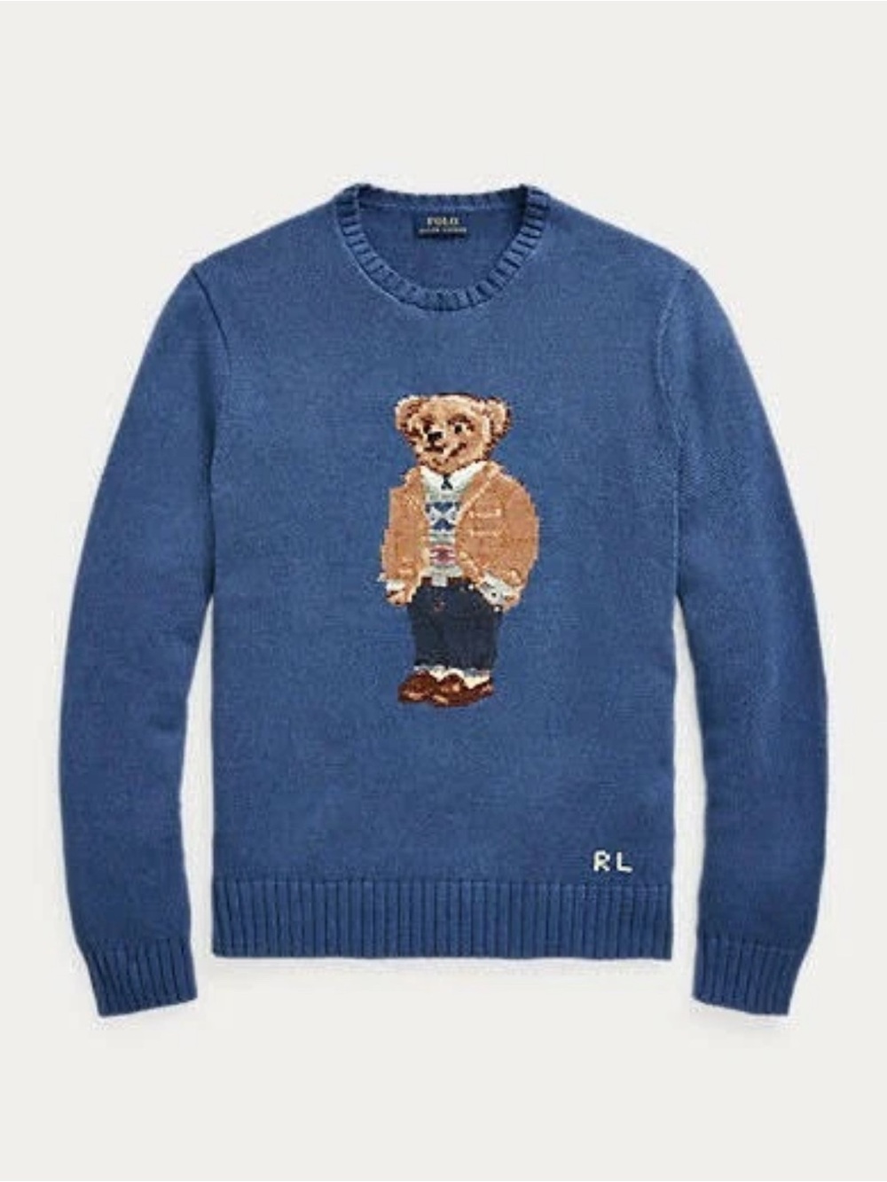 Polo Ralph Lauren Blue Crewneck Sweater with Bear Design - Picture 8 of 8